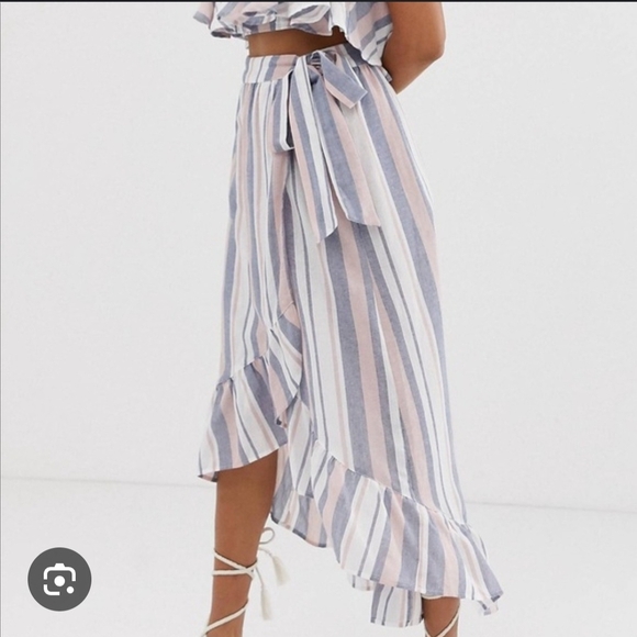 ASOS Striped Linen Top and Skirt Set Sz6 - Picture 2 of 9
